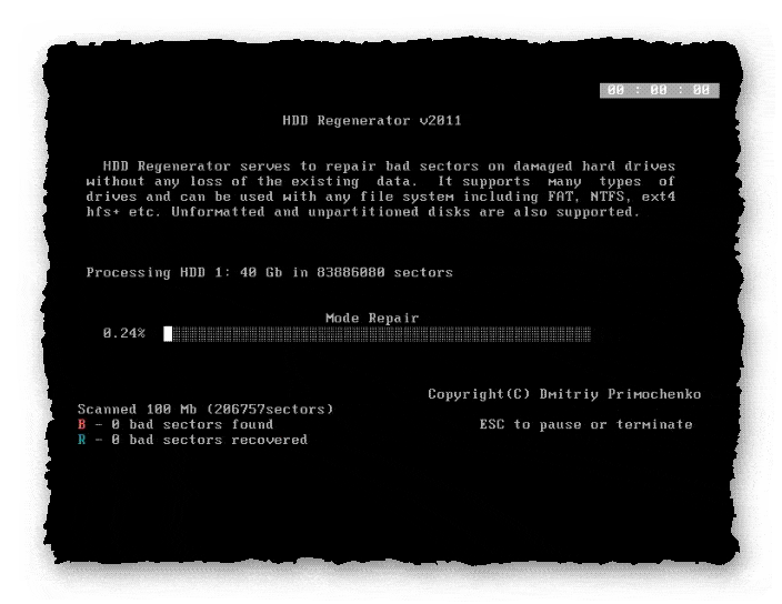 сканирование HDD-Regenerator
