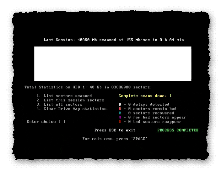 отчёт о сканировании HDD-Regenerator
