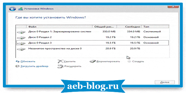 Нет части диска после установки Windows