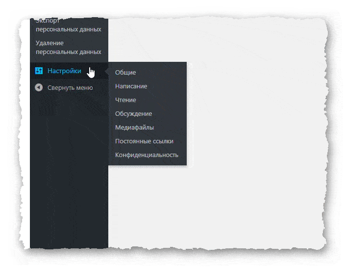 раздел настройки WordPress