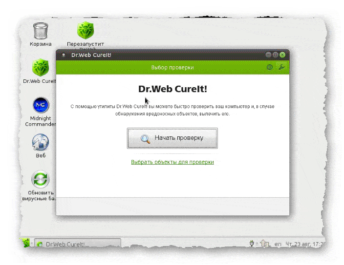 окно запуска сканирования DrWeb