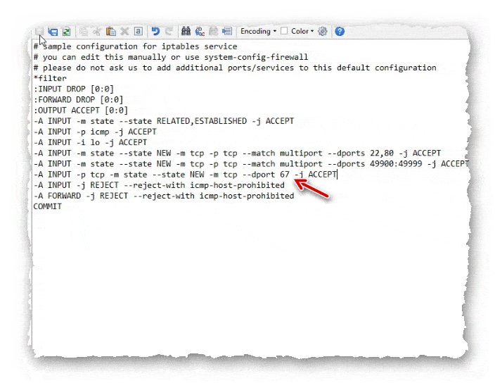 настройка iptables для DHCP-сервера