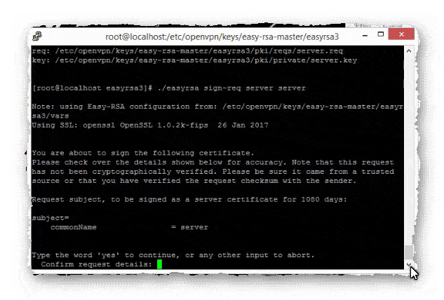 создание сертификата для OpenVPN сервера
