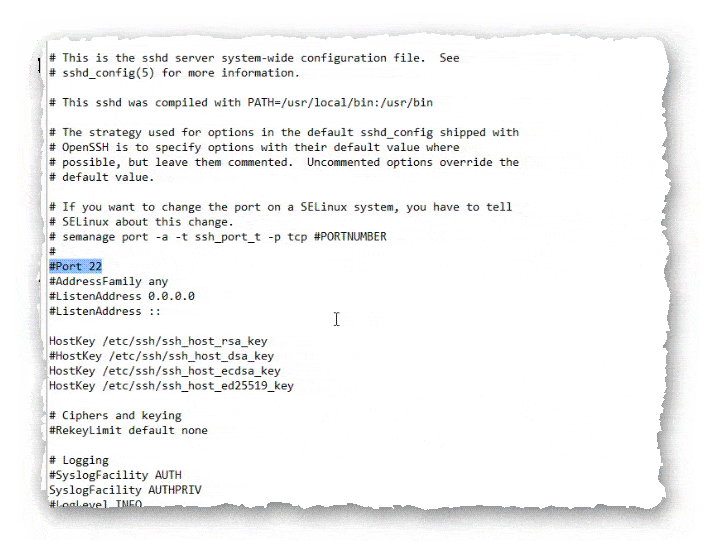 изменение порта ssh