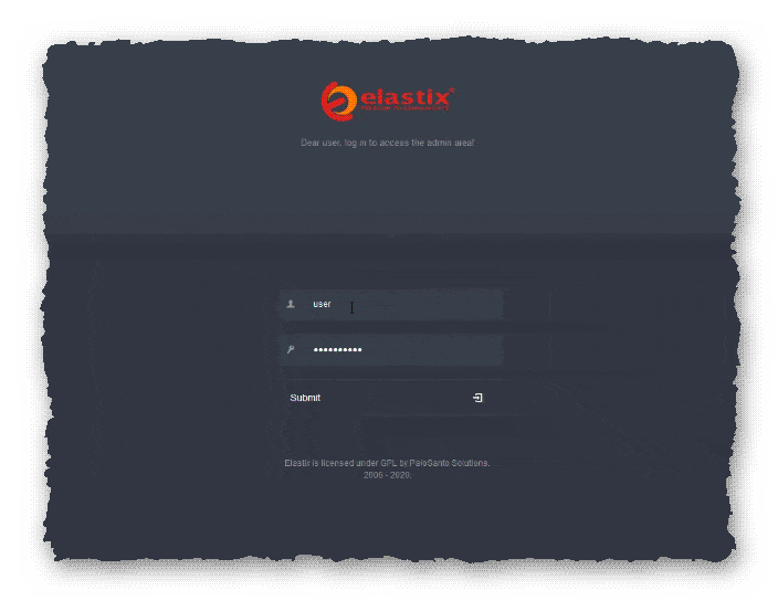 форма авторизации Elastix-4.0.76