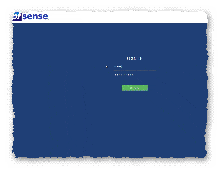 форма авторизации в веб-конфигураторе pfSense