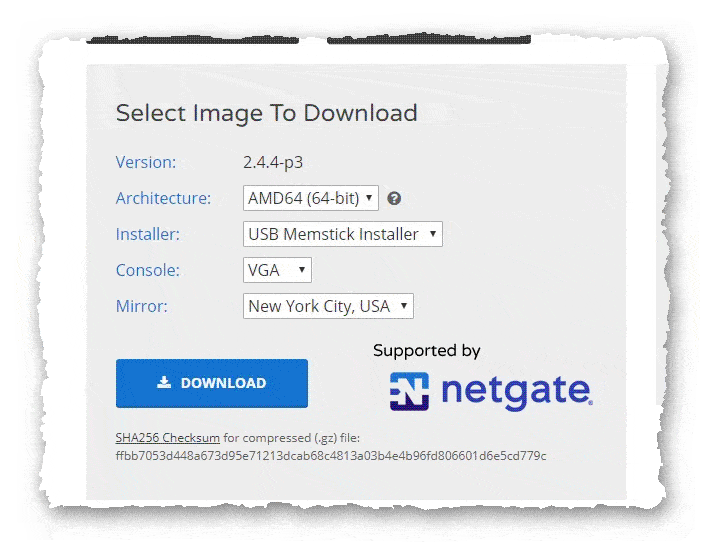 выбор нужного дистрибутива pfSense