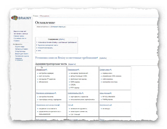 документация панели Brainy