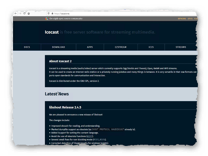 Официальный сайт проекта Icecast