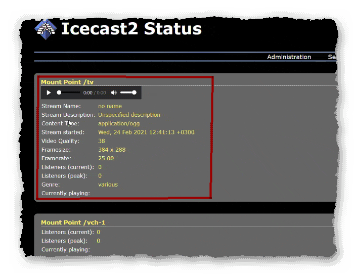 видеопоток на сервере Icecast