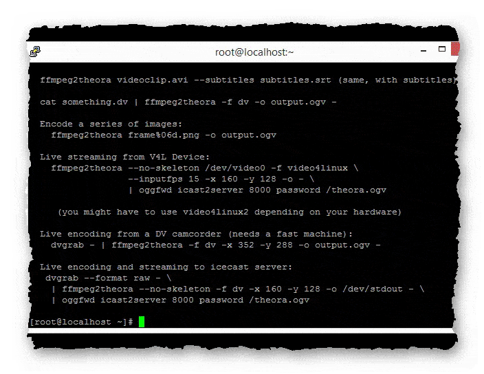 справка по FFmpeg2theora в консоли