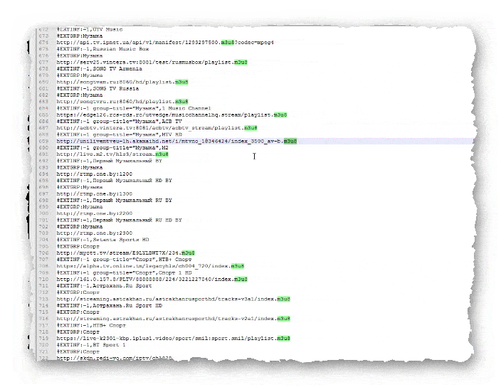 ссылки на потоки m3u8