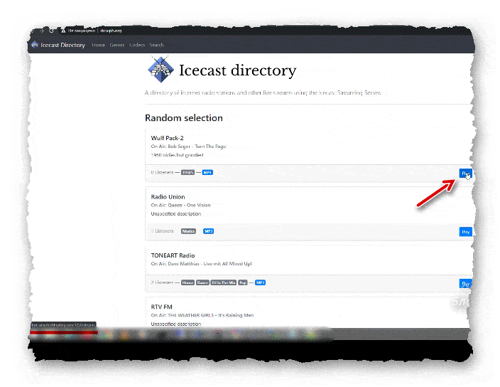 список интернет-радиостанций работающих на Icecast