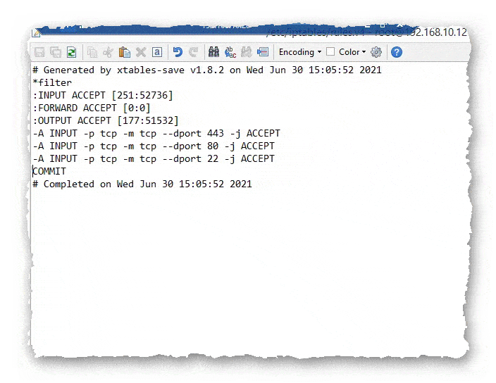 добавление и сохранение правил в iptables через файл