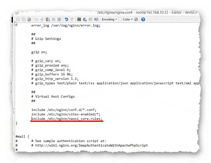 подключение правил NAXSI в Nginx